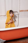 Poncho de bain en nid d'abeille moutarde