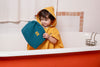 Poncho de bain en nid d'abeille moutarde