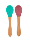 Lot 2 cuillères silicone & bambou Minikoioi - Terracotta/Vert